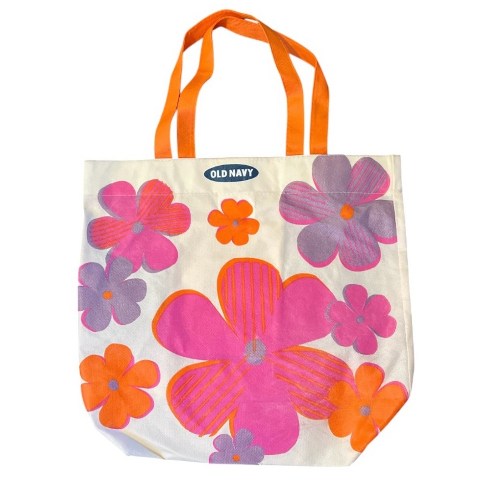 Old Navy Tote with Pink and Orange Floral Design